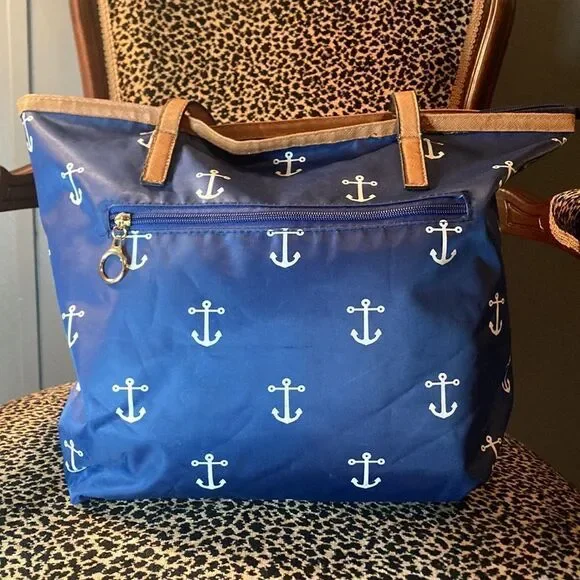 Top it Off Anchor blue and white tote bag, fair used condition - Picture 3 of 12